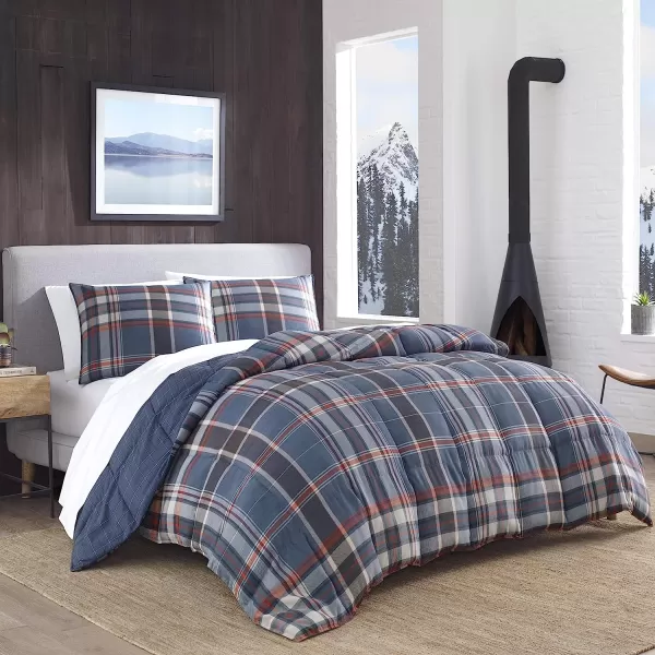 imageEddie Bauer  Queen Comforter Set Reversible Down Alt Bedding with Matching Shams Home Decor for Colder Months Shasta Lake Navy QueenTwin