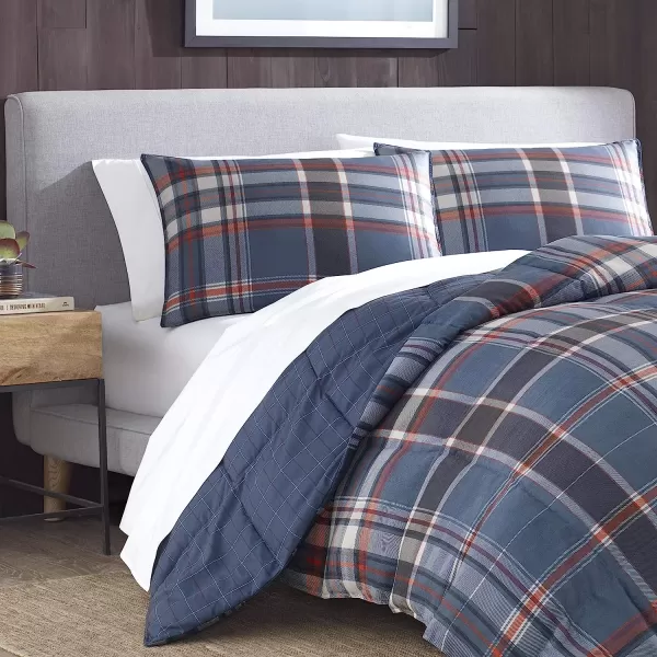 imageEddie Bauer  Queen Comforter Set Reversible Down Alt Bedding with Matching Shams Home Decor for Colder Months Shasta Lake Navy QueenTwin