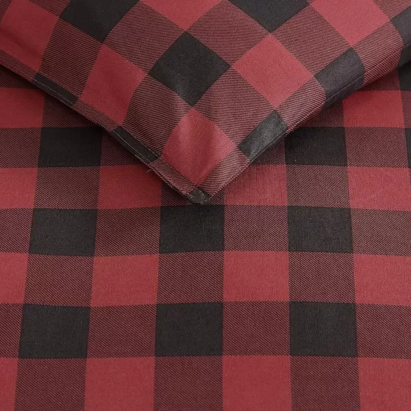 imageEddie Bauer  Queen Duvet Cover Set Cotton Reversible Bedding Buffalo Plaid Home Decor for All Seasons Black Check QueenRedBlack