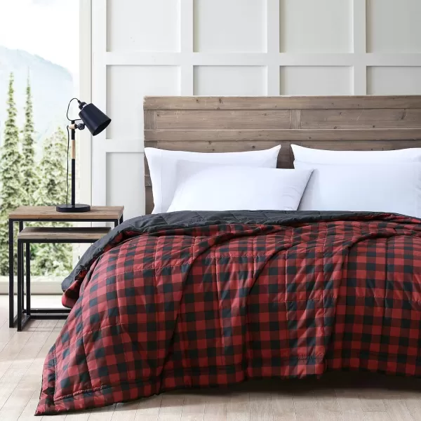 imageEddie Bauer  Queen Duvet Cover Set Cotton Reversible Bedding Buffalo Plaid Home Decor for All Seasons Black Check QueenRedBlack