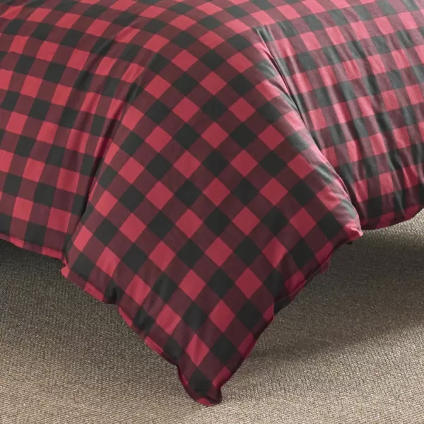 imageEddie Bauer  Queen Duvet Cover Set Cotton Reversible Bedding Buffalo Plaid Home Decor for All Seasons Black Check QueenRedBlack