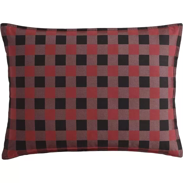 imageEddie Bauer  Queen Duvet Cover Set Cotton Reversible Bedding Buffalo Plaid Home Decor for All Seasons Black Check QueenRedBlack