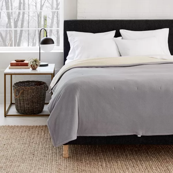 imageEddie Bauer  Queen Heated Blanket Soft Fleece Electric Blanket with Sherpa Reverse Warm Bedding with LowVoltage Technology Juniper QueenQueen Grey