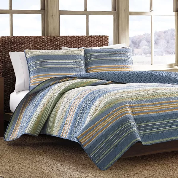 imageEddie Bauer  Queen Quilt Set Reversible Cotton Bedding with Matching Shams Home Decor for All Seasons Yakima Green QueenBlueGreenOrange King