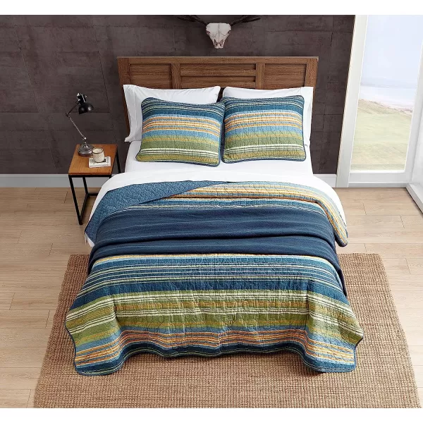 imageEddie Bauer  Queen Quilt Set Reversible Cotton Bedding with Matching Shams Home Decor for All Seasons Yakima Green QueenBlueGreenOrange King