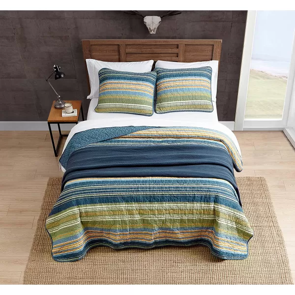 imageEddie Bauer  Queen Quilt Set Reversible Cotton Bedding with Matching Shams Home Decor for All Seasons Yakima Green QueenBlueGreenOrange Queen