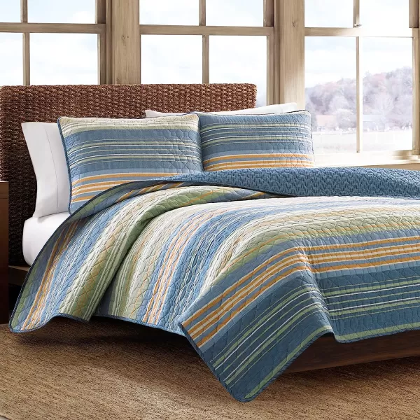 imageEddie Bauer  Queen Quilt Set Reversible Cotton Bedding with Matching Shams Home Decor for All Seasons Yakima Green QueenBlueGreenOrange Twin