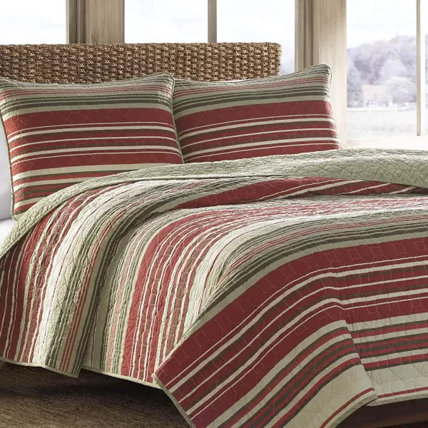 imageEddie Bauer  Queen Quilt Set Reversible Cotton Bedding with Matching Shams Home Decor for All Seasons Yakima Green QueenYakima Red Queen