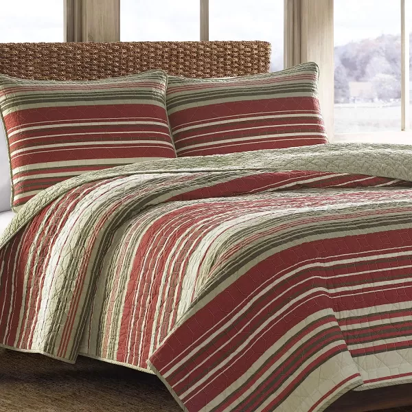 imageEddie Bauer  Queen Quilt Set Reversible Cotton Bedding with Matching Shams Home Decor for All Seasons Yakima Green QueenYakima Red Twin