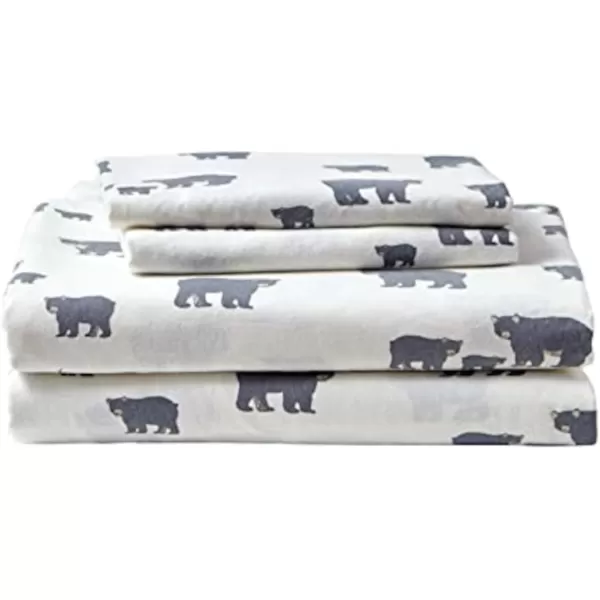 imageEddie Bauer  Queen Sheets Cotton Flannel Bedding Set Brushed For Extra Softness Cozy Home Decor Montlake Plaid QueenBear Family GreyWhite Queen