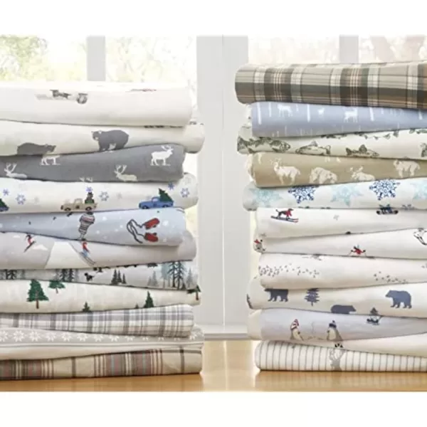 imageEddie Bauer  Queen Sheets Cotton Flannel Bedding Set Brushed For Extra Softness Cozy Home Decor Montlake Plaid QueenBear Family GreyWhite Twin
