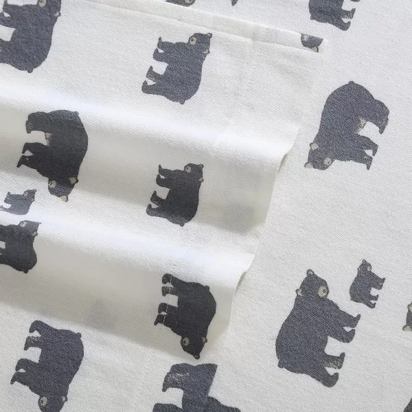 imageEddie Bauer  Queen Sheets Cotton Flannel Bedding Set Brushed For Extra Softness Cozy Home Decor Montlake Plaid QueenBear Family GreyWhite Twin