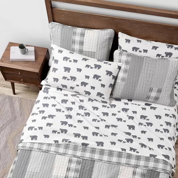 imageEddie Bauer  Queen Sheets Cotton Flannel Bedding Set Brushed For Extra Softness Cozy Home Decor Montlake Plaid QueenBear Family GreyWhite Twin