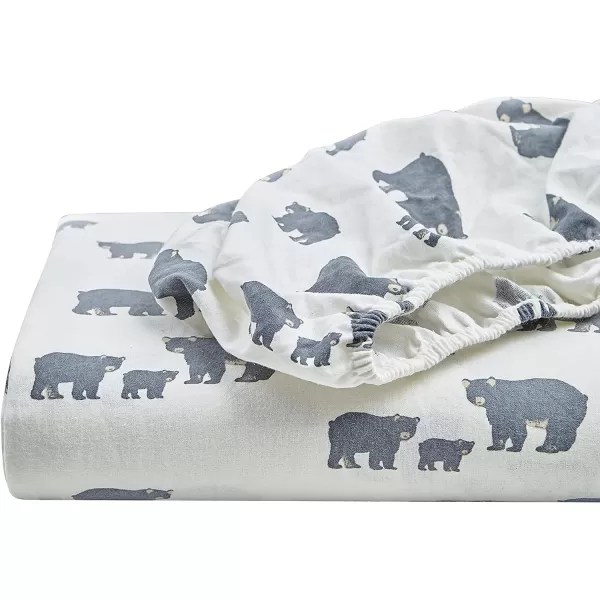 imageEddie Bauer  Queen Sheets Cotton Flannel Bedding Set Brushed For Extra Softness Cozy Home Decor Montlake Plaid QueenBear Family GreyWhite Twin
