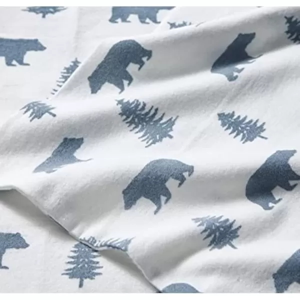 imageEddie Bauer  Queen Sheets Cotton Flannel Bedding Set Brushed For Extra Softness Cozy Home Decor Montlake Plaid QueenBears and Trees BlueIvory King