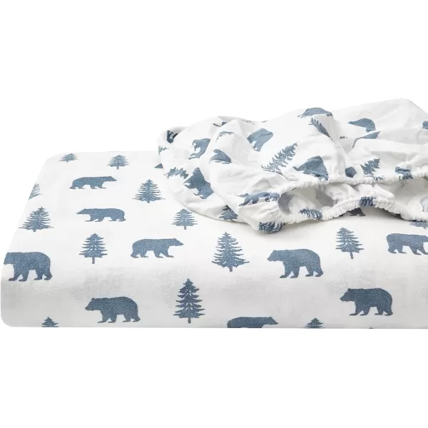 imageEddie Bauer  Queen Sheets Cotton Flannel Bedding Set Brushed For Extra Softness Cozy Home Decor Montlake Plaid QueenBears and Trees BlueIvory King