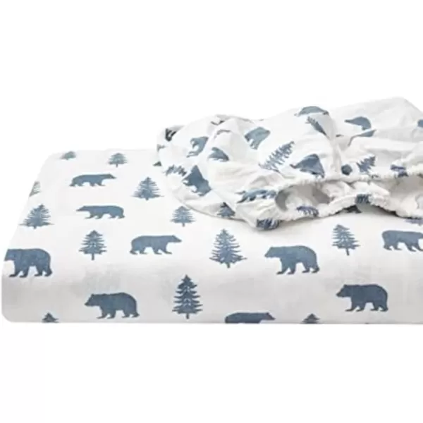 imageEddie Bauer  Queen Sheets Cotton Flannel Bedding Set Brushed For Extra Softness Cozy Home Decor Montlake Plaid QueenBears and Trees BlueIvory Queen