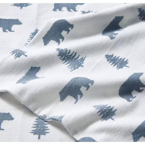 imageEddie Bauer  Queen Sheets Cotton Flannel Bedding Set Brushed For Extra Softness Cozy Home Decor Montlake Plaid QueenBears and Trees BlueIvory Queen