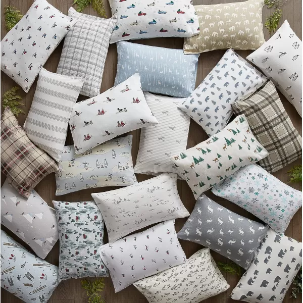 imageEddie Bauer  Queen Sheets Cotton Flannel Bedding Set Brushed For Extra Softness Cozy Home Decor Montlake Plaid QueenBears and Trees BlueIvory Queen