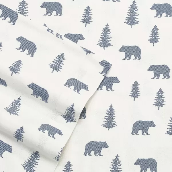 imageEddie Bauer  Queen Sheets Cotton Flannel Bedding Set Brushed For Extra Softness Cozy Home Decor Montlake Plaid QueenBears and Trees BlueIvory Queen