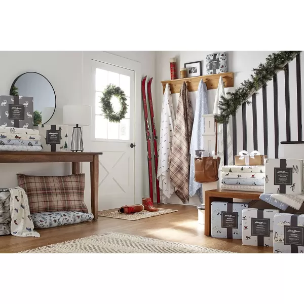 imageEddie Bauer  Queen Sheets Cotton Flannel Bedding Set Brushed For Extra Softness Cozy Home Decor Montlake Plaid QueenBirch Forest Light BlueIvory Queen