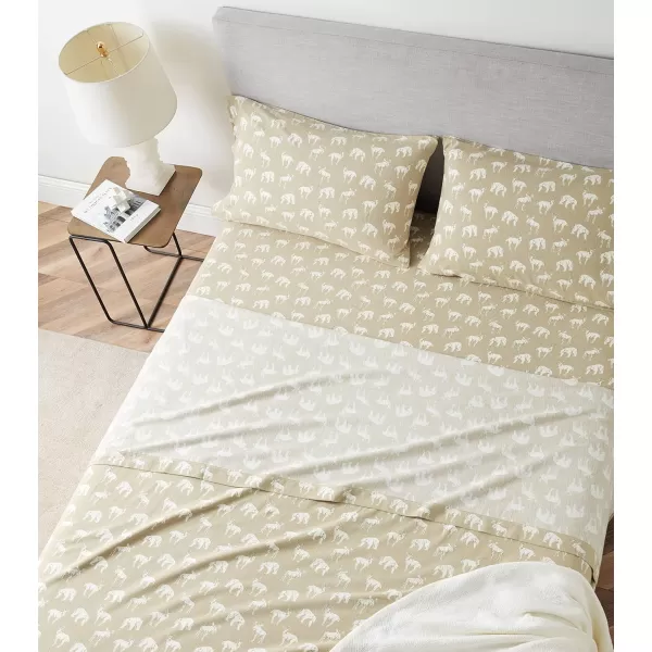imageEddie Bauer  Queen Sheets Cotton Flannel Bedding Set Brushed For Extra Softness Cozy Home Decor Montlake Plaid QueenBuckhead Ridge KhakiBeige Full