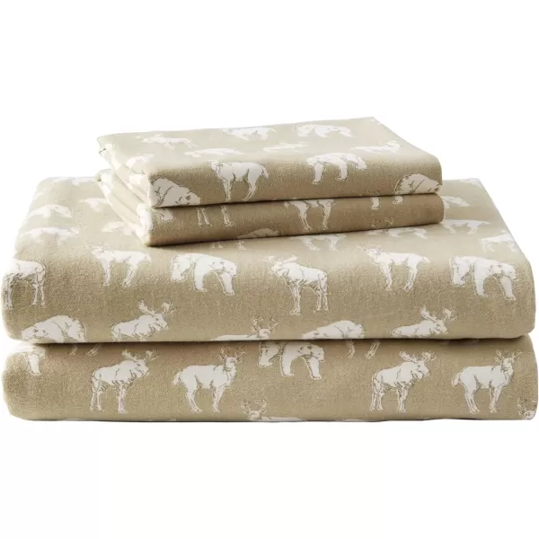 imageEddie Bauer  Queen Sheets Cotton Flannel Bedding Set Brushed For Extra Softness Cozy Home Decor Montlake Plaid QueenBuckhead Ridge KhakiBeige Full