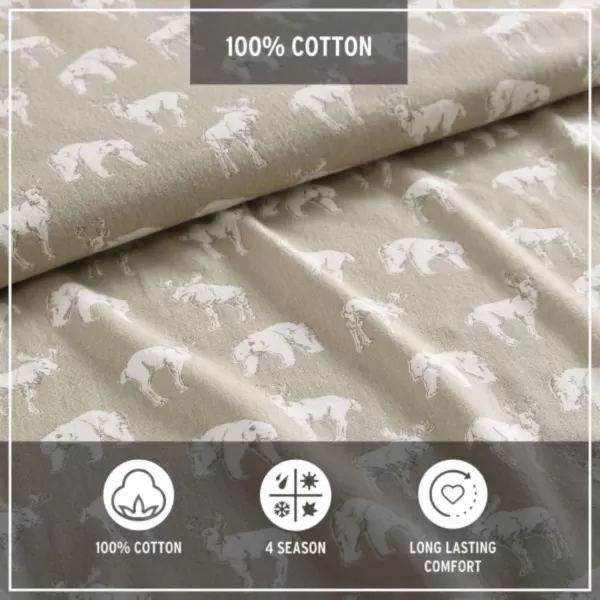 imageEddie Bauer  Queen Sheets Cotton Flannel Bedding Set Brushed For Extra Softness Cozy Home Decor Montlake Plaid QueenBuckhead Ridge KhakiBeige Full