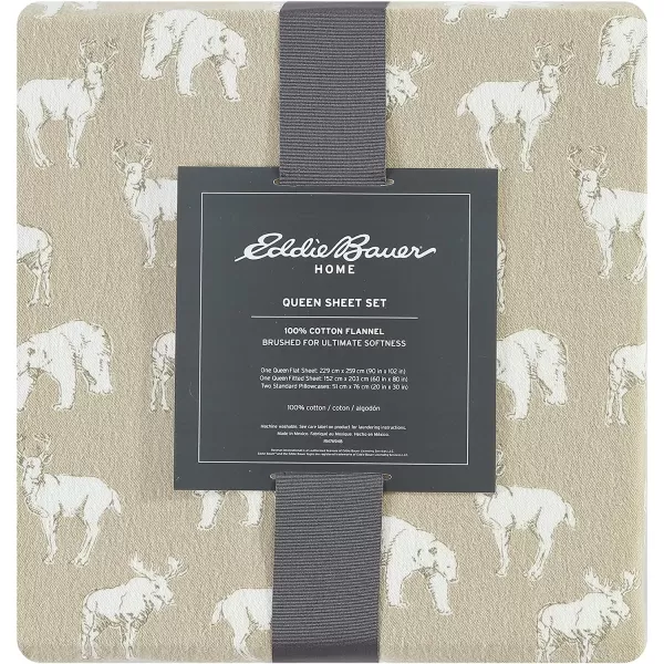 imageEddie Bauer  Queen Sheets Cotton Flannel Bedding Set Brushed For Extra Softness Cozy Home Decor Montlake Plaid QueenBuckhead Ridge KhakiBeige Full