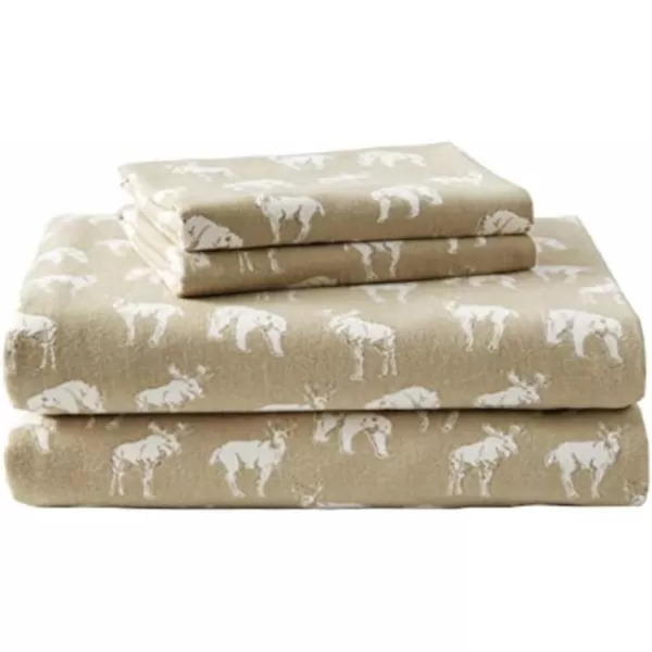 imageEddie Bauer  Queen Sheets Cotton Flannel Bedding Set Brushed For Extra Softness Cozy Home Decor Montlake Plaid QueenBuckhead Ridge KhakiBeige Queen