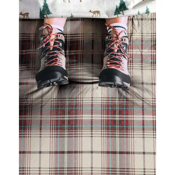 imageEddie Bauer  Queen Sheets Cotton Flannel Bedding Set Brushed For Extra Softness Cozy Home Decor Montlake Plaid QueenDeer Hollow GreenBeige Full