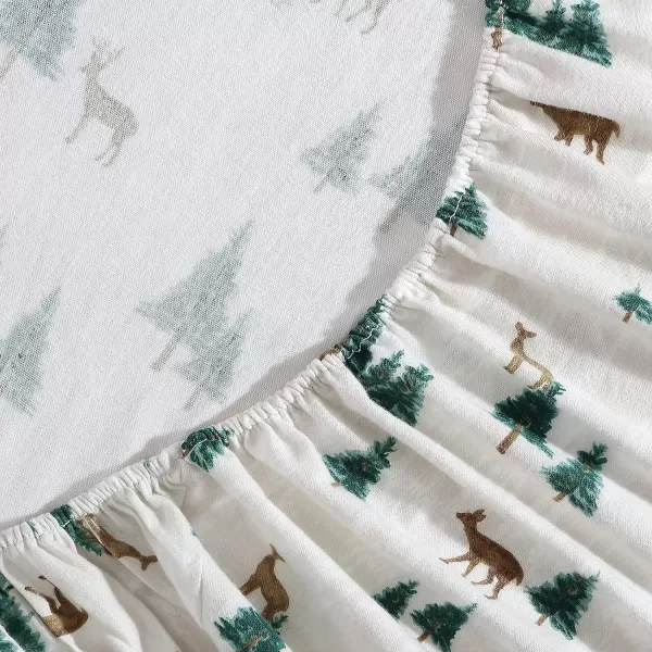 imageEddie Bauer  Queen Sheets Cotton Flannel Bedding Set Brushed For Extra Softness Cozy Home Decor Montlake Plaid QueenDeer Hollow GreenBeige Full