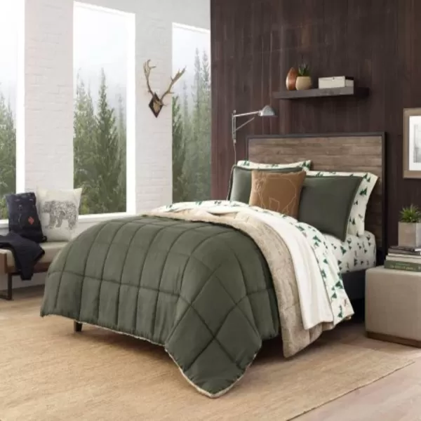 imageEddie Bauer  Queen Sheets Cotton Flannel Bedding Set Brushed For Extra Softness Cozy Home Decor Montlake Plaid QueenDeer Hollow GreenBeige Queen