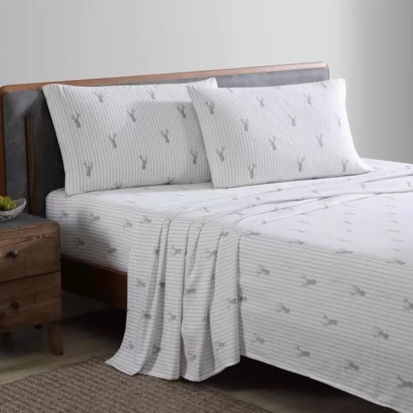 imageEddie Bauer  Queen Sheets Cotton Flannel Bedding Set Brushed For Extra Softness Cozy Home Decor Montlake Plaid QueenDeer Lodge Beige Queen