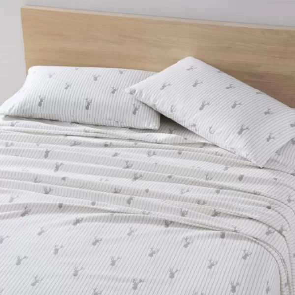 imageEddie Bauer  Queen Sheets Cotton Flannel Bedding Set Brushed For Extra Softness Cozy Home Decor Montlake Plaid QueenDeer Lodge Beige Queen