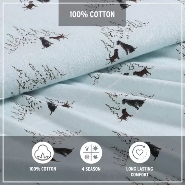 imageEddie Bauer  Queen Sheets Cotton Flannel Bedding Set Brushed For Extra Softness Cozy Home Decor Montlake Plaid QueenDog Friends BlueBlack King