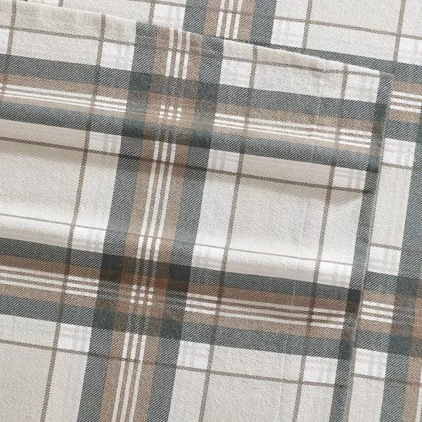 imageEddie Bauer  Queen Sheets Cotton Flannel Bedding Set Brushed For Extra Softness Cozy Home Decor Montlake Plaid QueenEdgewood Plaid GreenBeige Full