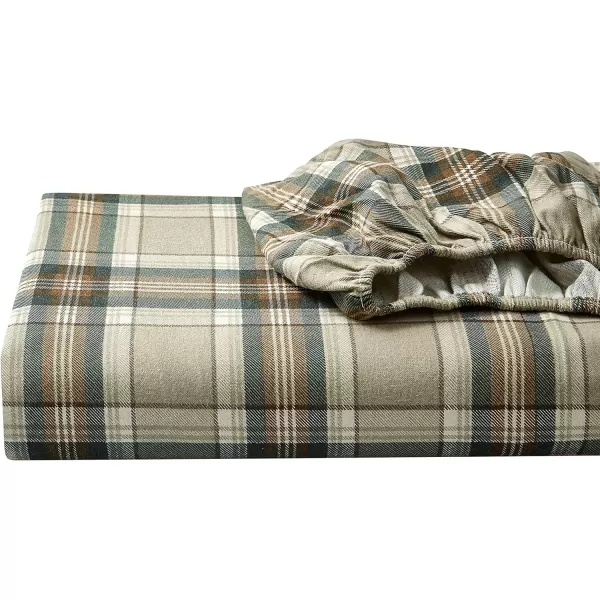 imageEddie Bauer  Queen Sheets Cotton Flannel Bedding Set Brushed For Extra Softness Cozy Home Decor Montlake Plaid QueenEdgewood Plaid GreenBeige Queen