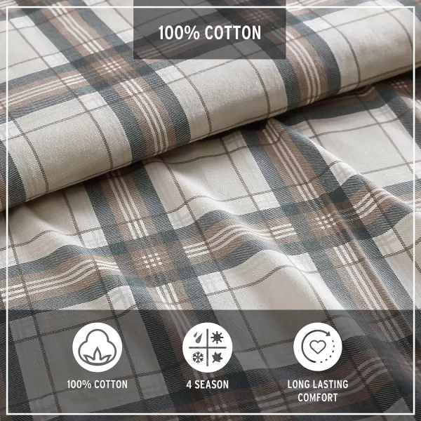 imageEddie Bauer  Queen Sheets Cotton Flannel Bedding Set Brushed For Extra Softness Cozy Home Decor Montlake Plaid QueenEdgewood Plaid GreenBeige Twin