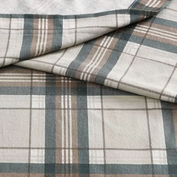 imageEddie Bauer  Queen Sheets Cotton Flannel Bedding Set Brushed For Extra Softness Cozy Home Decor Montlake Plaid QueenEdgewood Plaid GreenBeige Twin