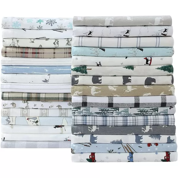 imageEddie Bauer  Queen Sheets Cotton Flannel Bedding Set Brushed For Extra Softness Cozy Home Decor Montlake Plaid QueenElk Grove GreyWhite Full
