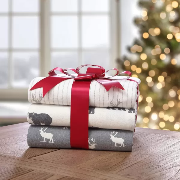imageEddie Bauer  Queen Sheets Cotton Flannel Bedding Set Brushed For Extra Softness Cozy Home Decor Montlake Plaid QueenElk Grove GreyWhite King