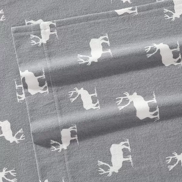 imageEddie Bauer  Queen Sheets Cotton Flannel Bedding Set Brushed For Extra Softness Cozy Home Decor Montlake Plaid QueenElk Grove GreyWhite Queen