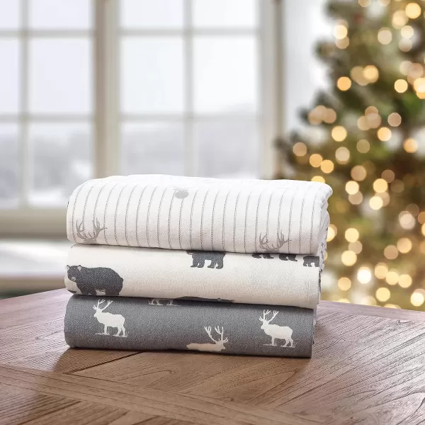 imageEddie Bauer  Queen Sheets Cotton Flannel Bedding Set Brushed For Extra Softness Cozy Home Decor Montlake Plaid QueenElk Grove GreyWhite Queen