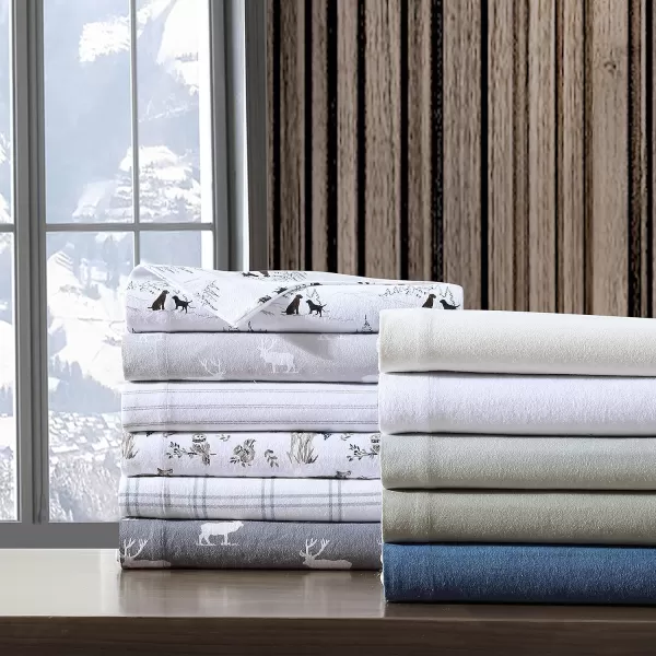 imageEddie Bauer  Queen Sheets Cotton Flannel Bedding Set Brushed For Extra Softness Cozy Home Decor Montlake Plaid QueenElk Grove GreyWhite Queen