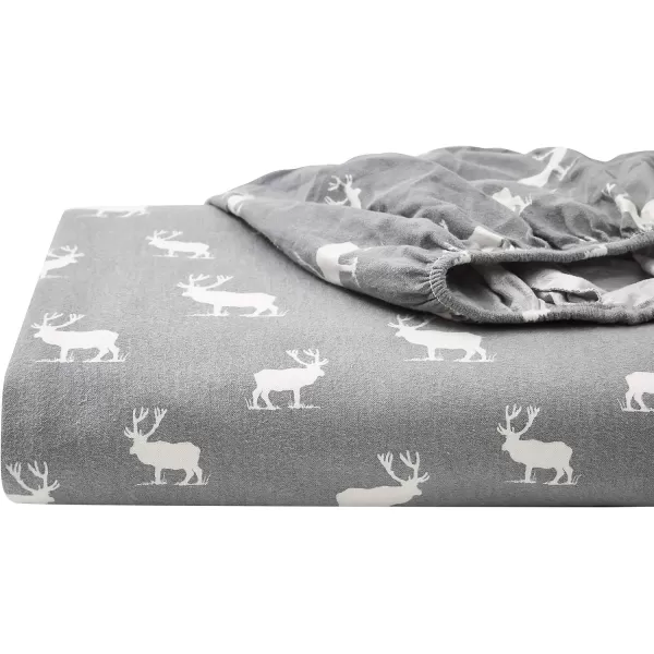 imageEddie Bauer  Queen Sheets Cotton Flannel Bedding Set Brushed For Extra Softness Cozy Home Decor Montlake Plaid QueenElk Grove GreyWhite Queen