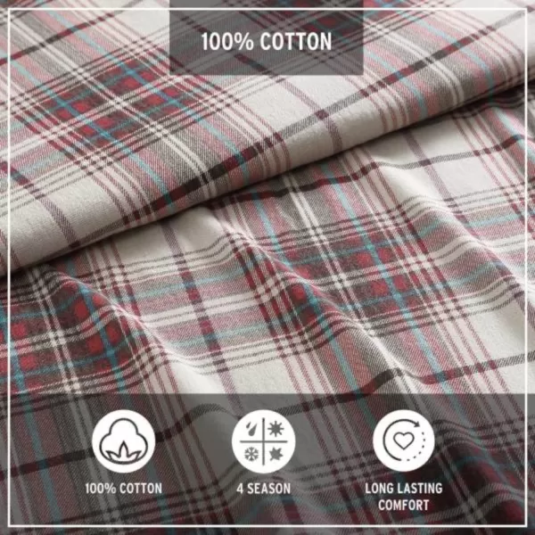 imageEddie Bauer  Queen Sheets Cotton Flannel Bedding Set Brushed For Extra Softness Cozy Home Decor Montlake Plaid QueenMontlake Plaid RedKhaki Full