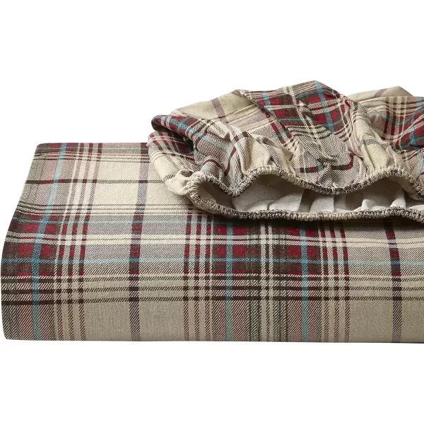 imageEddie Bauer  Queen Sheets Cotton Flannel Bedding Set Brushed For Extra Softness Cozy Home Decor Montlake Plaid QueenMontlake Plaid RedKhaki Full