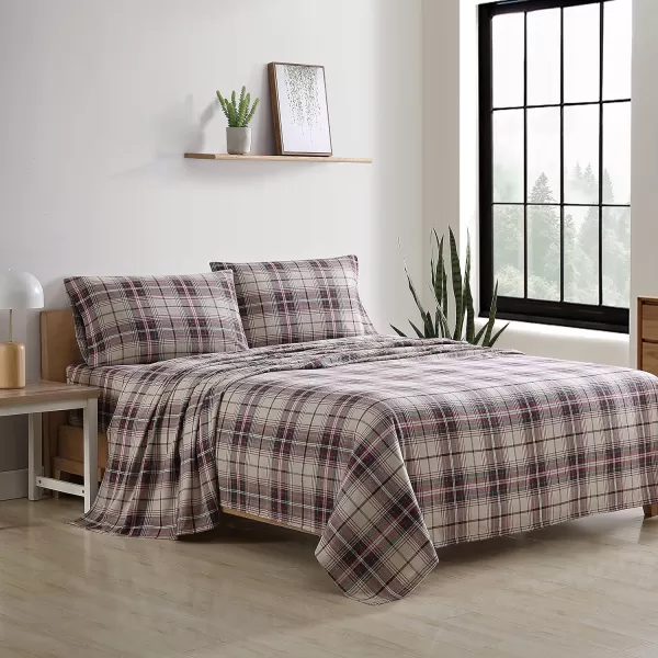 imageEddie Bauer  Queen Sheets Cotton Flannel Bedding Set Brushed For Extra Softness Cozy Home Decor Montlake Plaid QueenMontlake Plaid RedKhaki Full