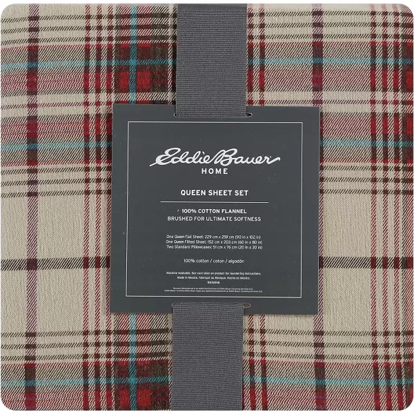 imageEddie Bauer  Queen Sheets Cotton Flannel Bedding Set Brushed For Extra Softness Cozy Home Decor Montlake Plaid QueenMontlake Plaid RedKhaki Queen